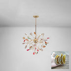 Agate Chandelier, Natural Agate Slices, Rose Gold Arms, G4 LED