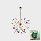 Agate Chandelier, Natural Agate Slices, Rose Gold Arms, G4 LED