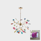 Agate Chandelier, Natural Agate Slices, Rose Gold Arms, G4 LED