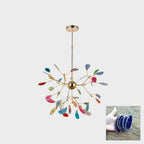 Agate Chandelier, Natural Agate Slices, Rose Gold Arms, G4 LED