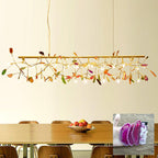 Agate Chandelier, Natural Agate Slices, Rose Gold Arms, G4 LED