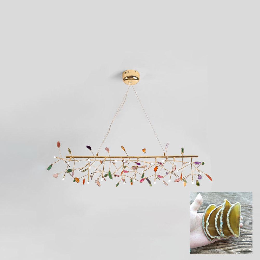 Agate Chandelier, Natural Agate Slices, Rose Gold Arms, G4 LED