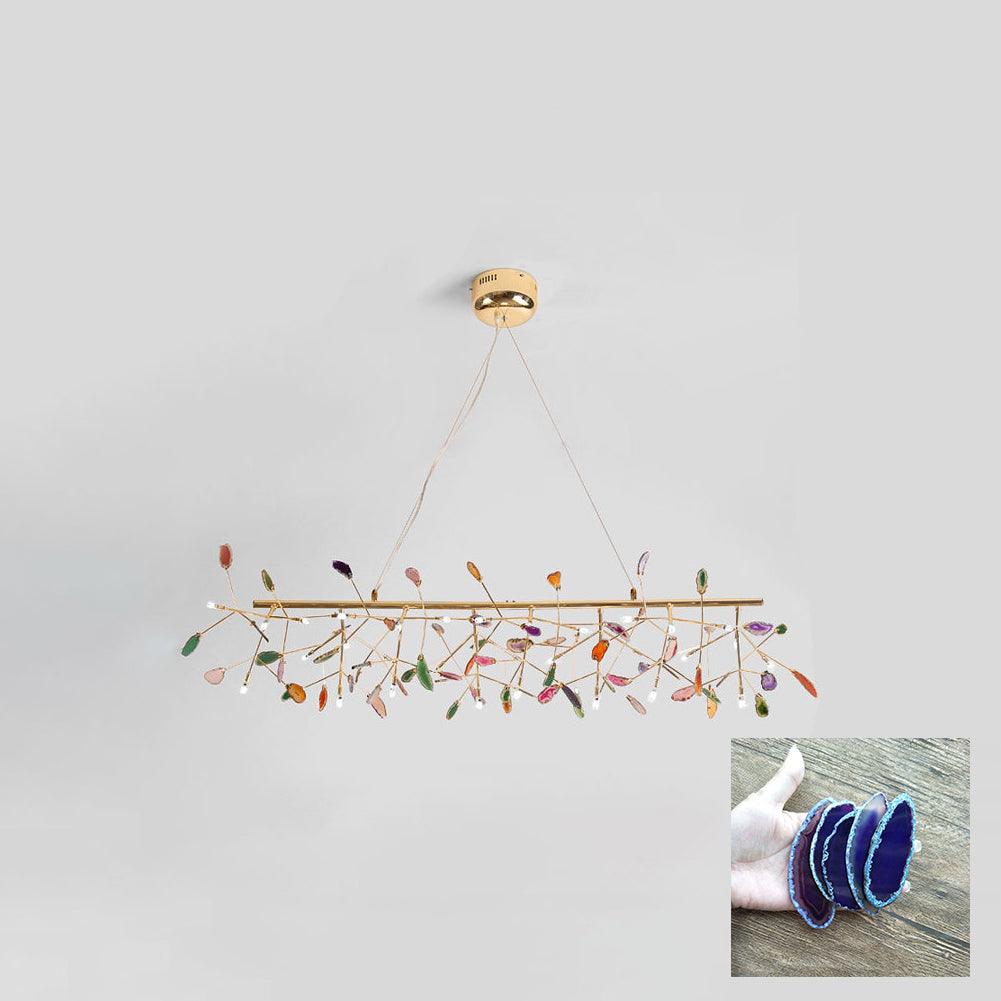 Agate Chandelier, Natural Agate Slices, Rose Gold Arms, G4 LED