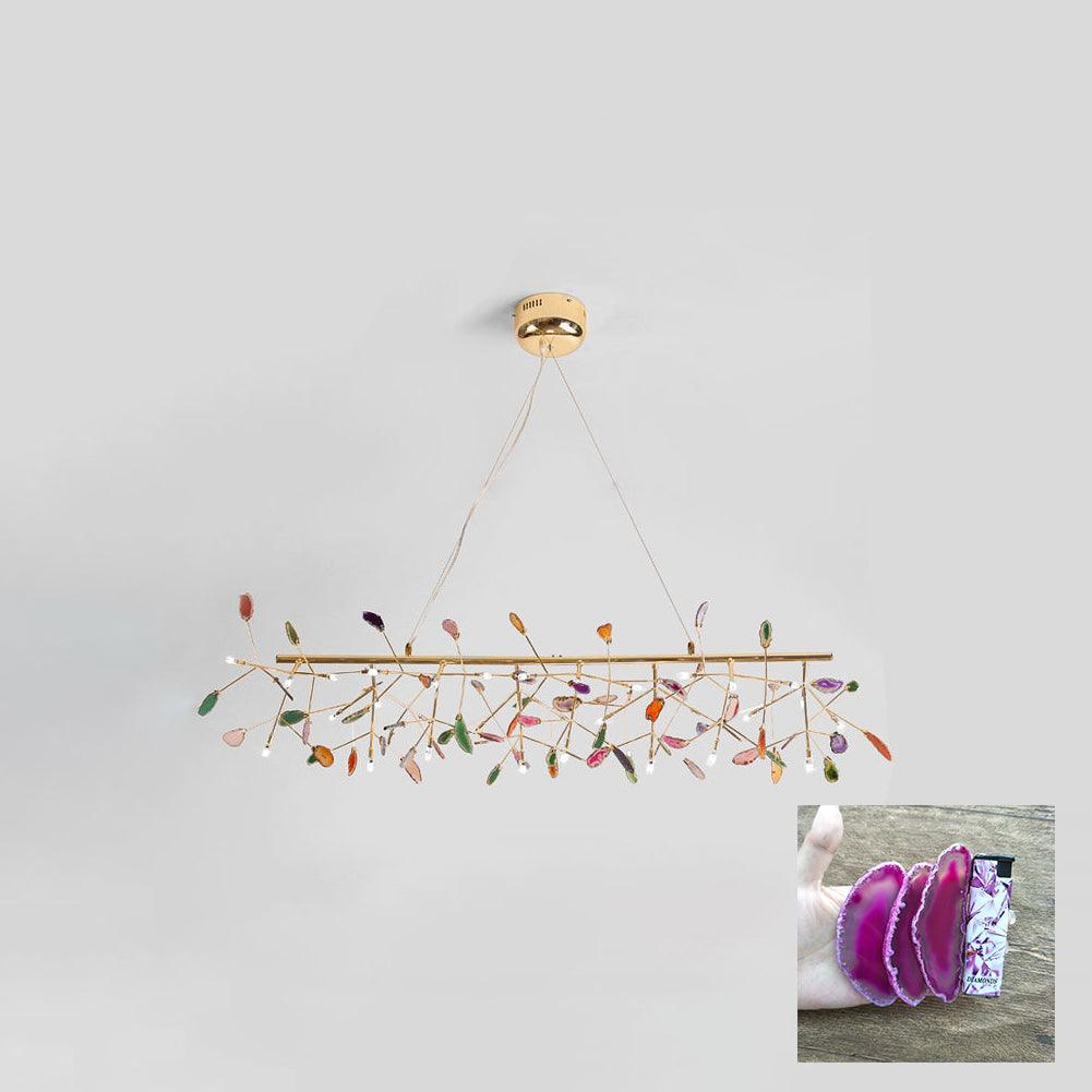Agate Chandelier, Natural Agate Slices, Rose Gold Arms, G4 LED