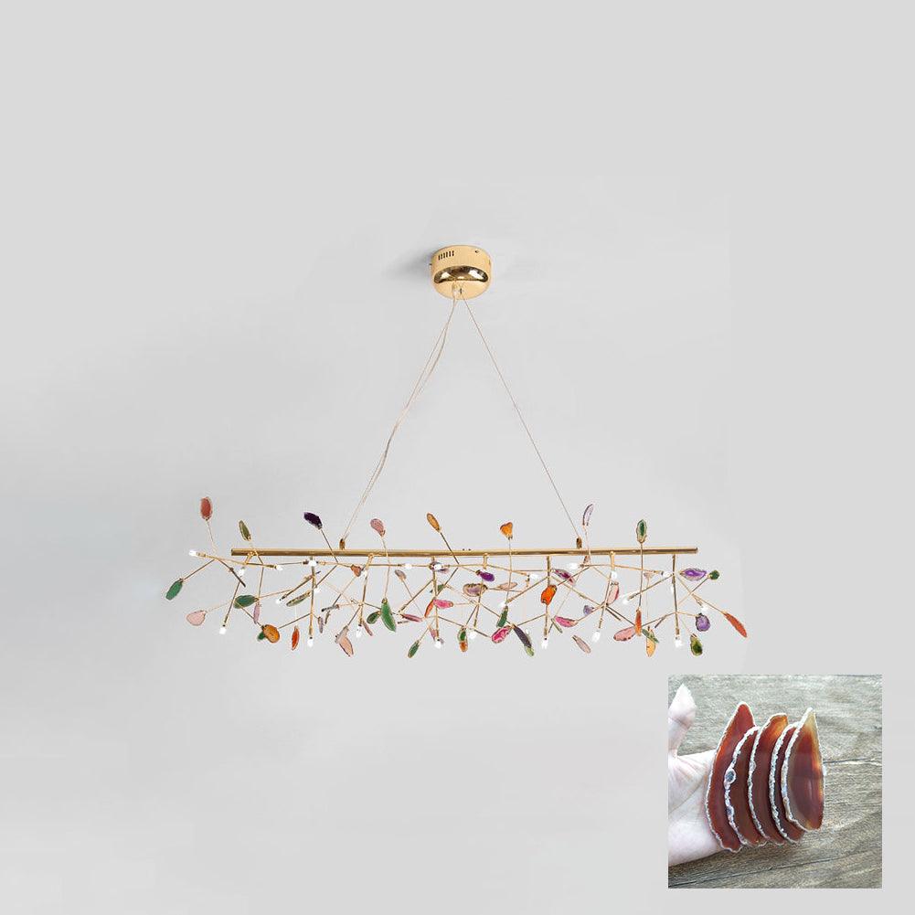 Agate Chandelier, Natural Agate Slices, Rose Gold Arms, G4 LED