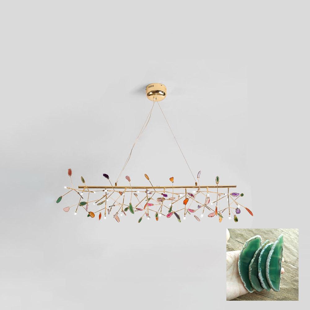 Agate Chandelier, Natural Agate Slices, Rose Gold Arms, G4 LED