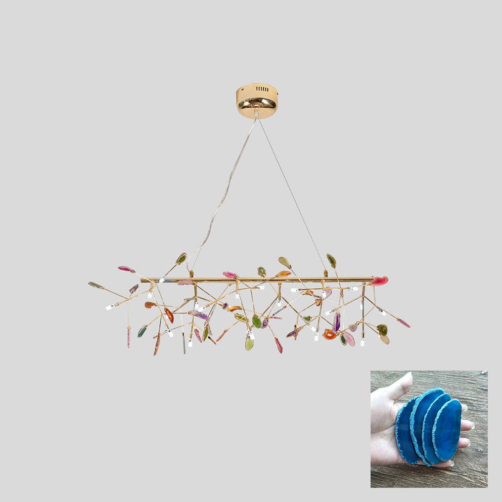 Agate Chandelier, Natural Agate Slices, Rose Gold Arms, G4 LED
