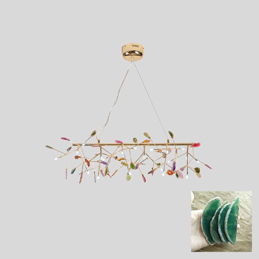 Agate Chandelier, Natural Agate Slices, Rose Gold Arms, G4 LED