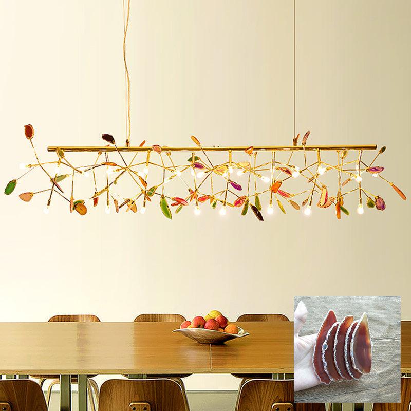 Agate Chandelier, Natural Agate Slices, Rose Gold Arms, G4 LED