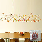 Agate Chandelier, Natural Agate Slices, Rose Gold Arms, G4 LED
