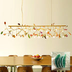 Agate Chandelier, Natural Agate Slices, Rose Gold Arms, G4 LED
