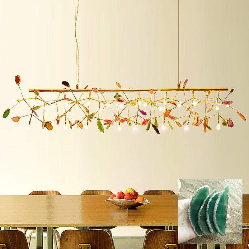 Agate Chandelier, Natural Agate Slices, Rose Gold Arms, G4 LED