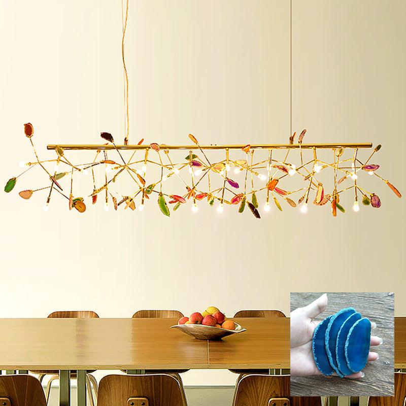 Agate Chandelier, Natural Agate Slices, Rose Gold Arms, G4 LED