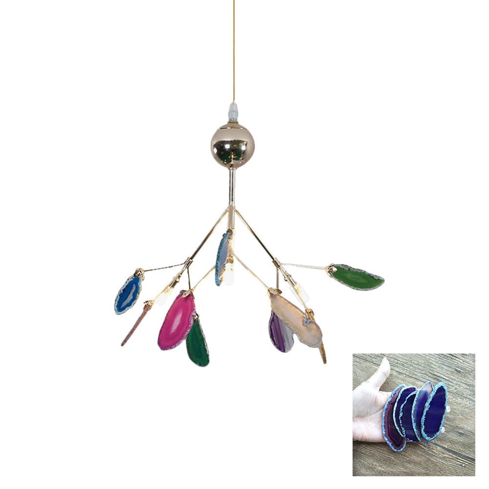 Agate Chandelier, Natural Agate Slices, Rose Gold Arms, G4 LED