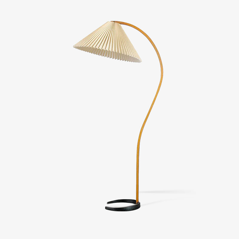 Floor Lamp, Caprani Beechwood & Linen Shade, E26/E27, Plug-In