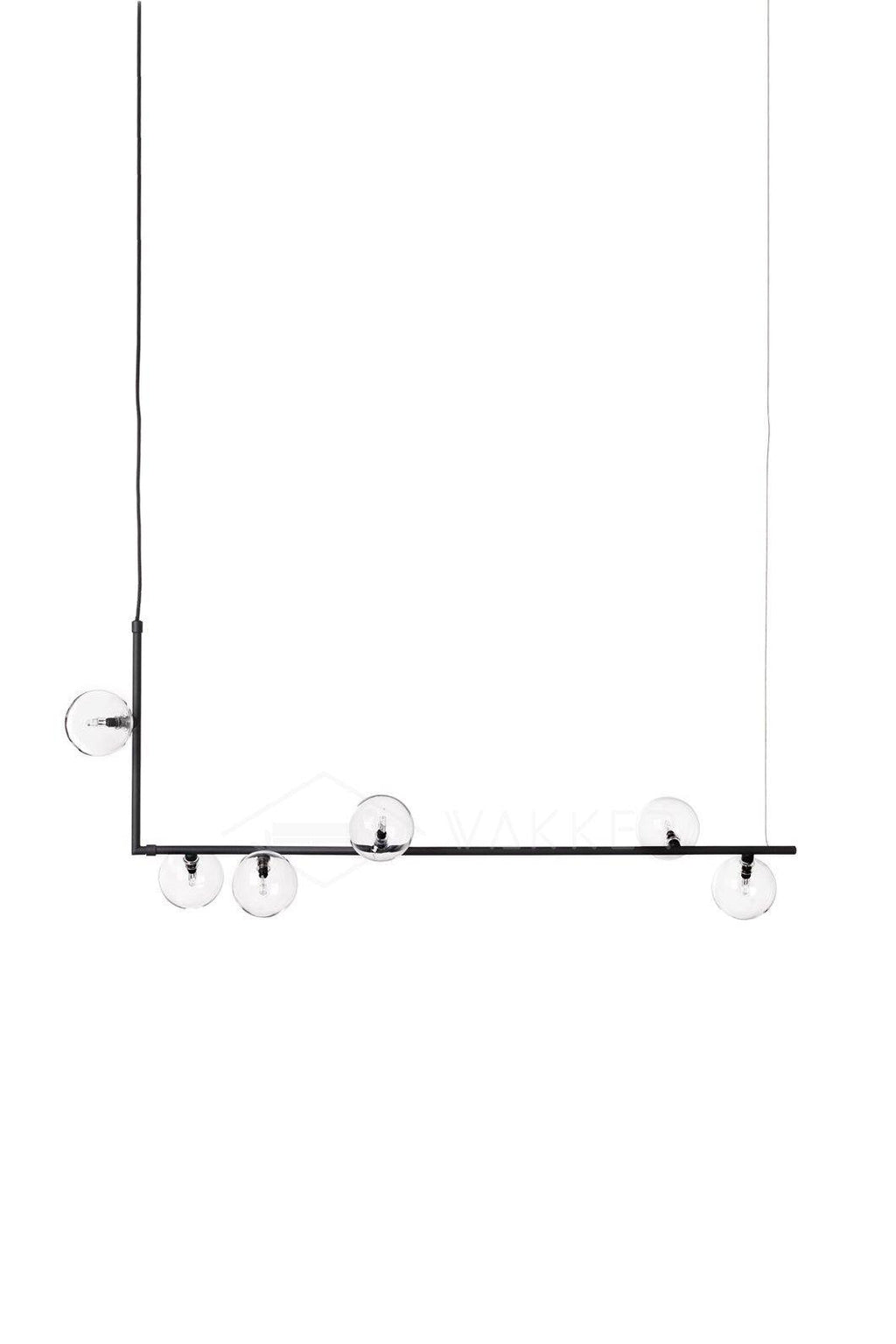 Air 73 Pendant Light, Clear Glass Spheres, Black or Gold Steel, G9
