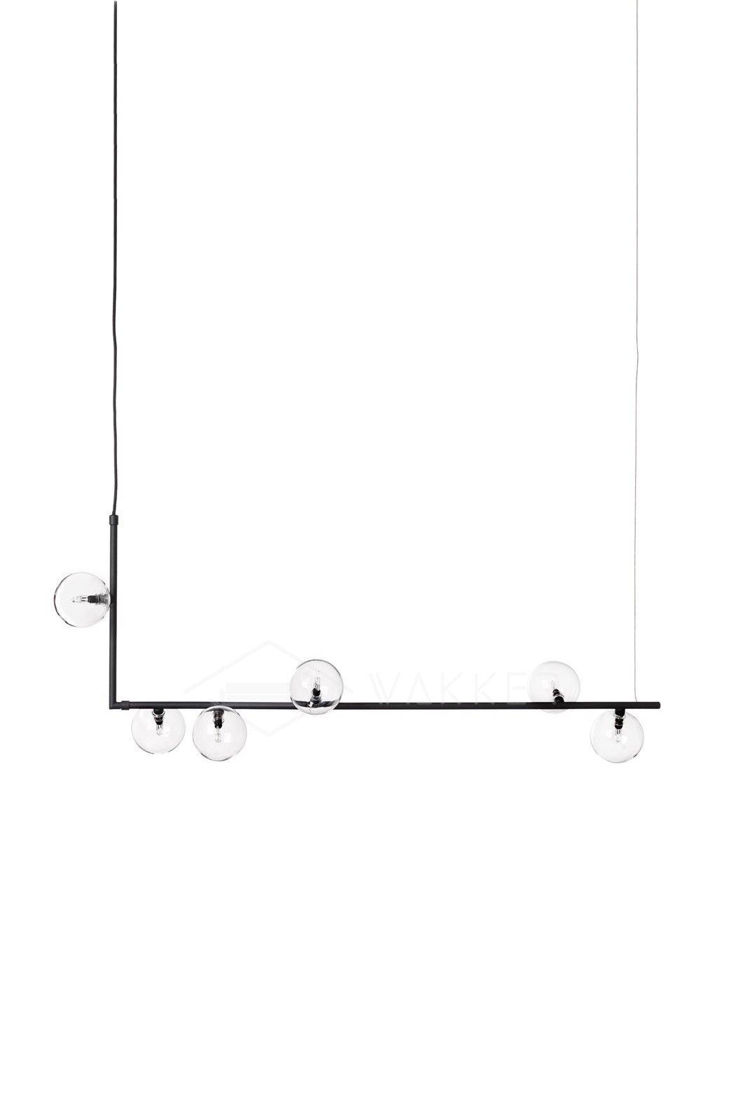 Air 73 Pendant Light, Clear Glass Spheres, Black or Gold Steel, G9