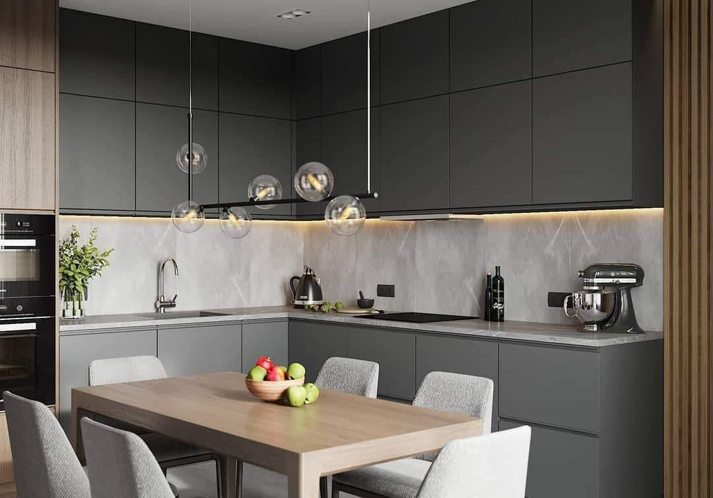 Air 73 Pendant Light, Clear Glass Spheres, Black or Gold Steel, G9