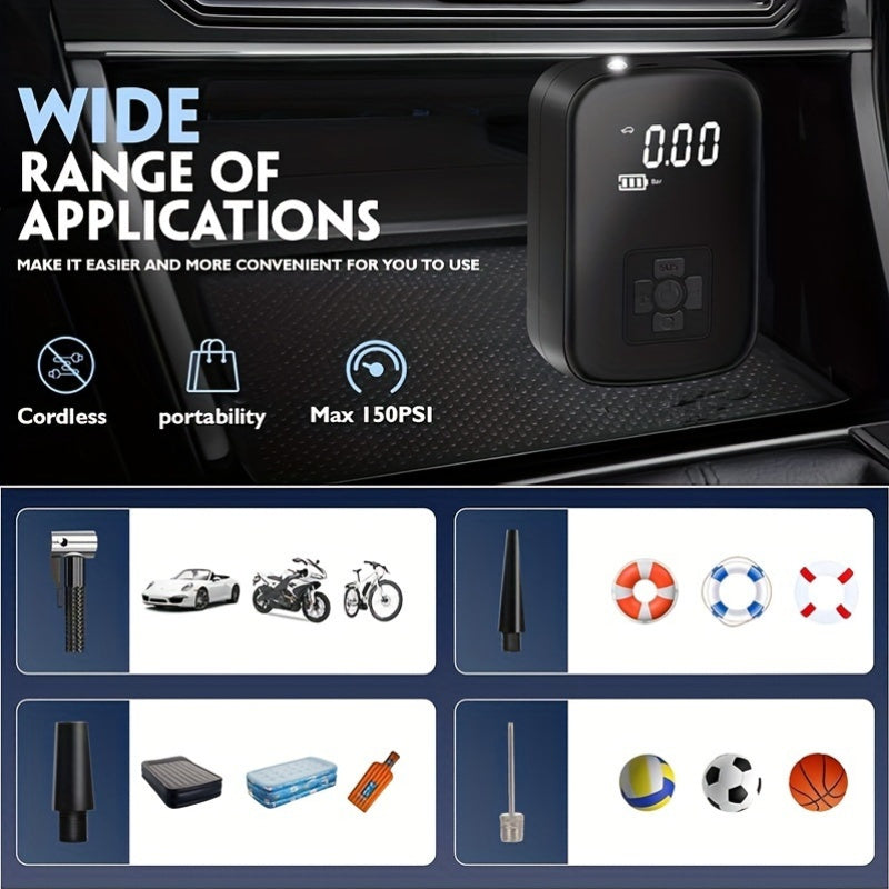 Portable Air Compressor with Digital Display and LED Light