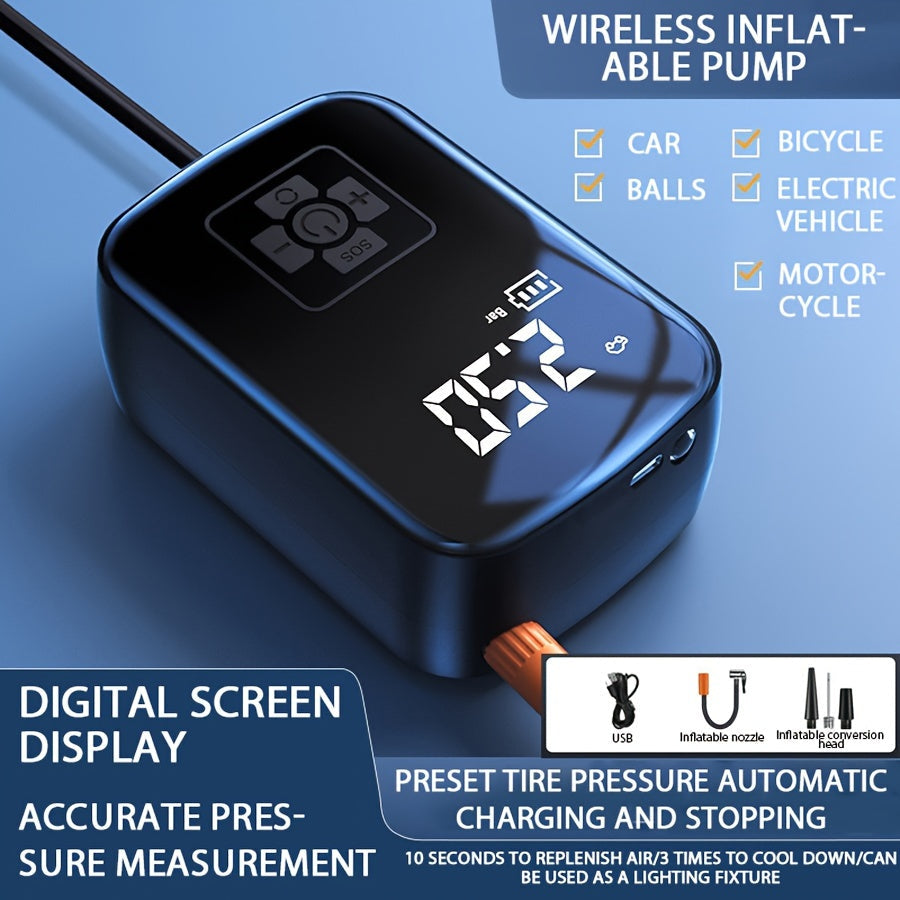 Portable Air Compressor with Digital Display and LED Light