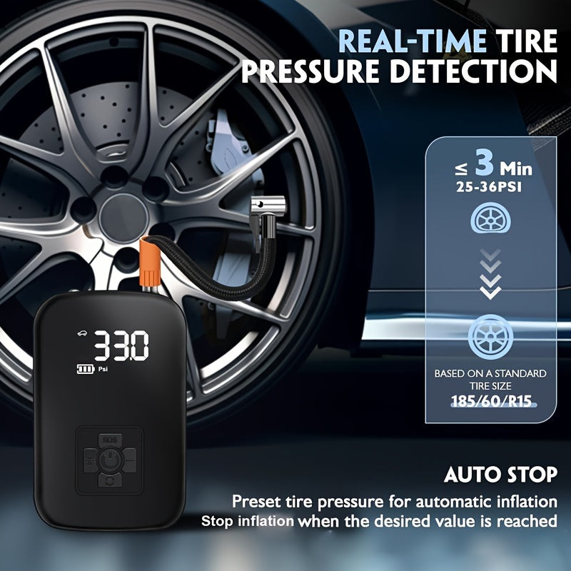 Portable Air Compressor with Digital Display and LED Light