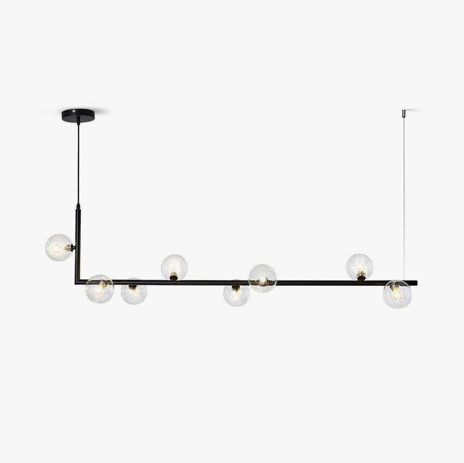 Air 73 Pendant Light, Clear Glass Spheres, Black or Gold Steel, G9