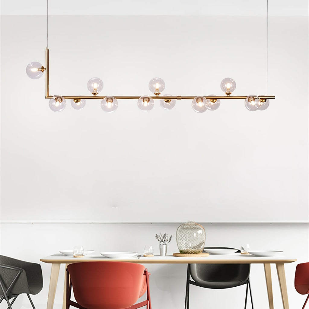 Air 73 Pendant Light, Clear Glass Spheres, Black or Gold Steel, G9