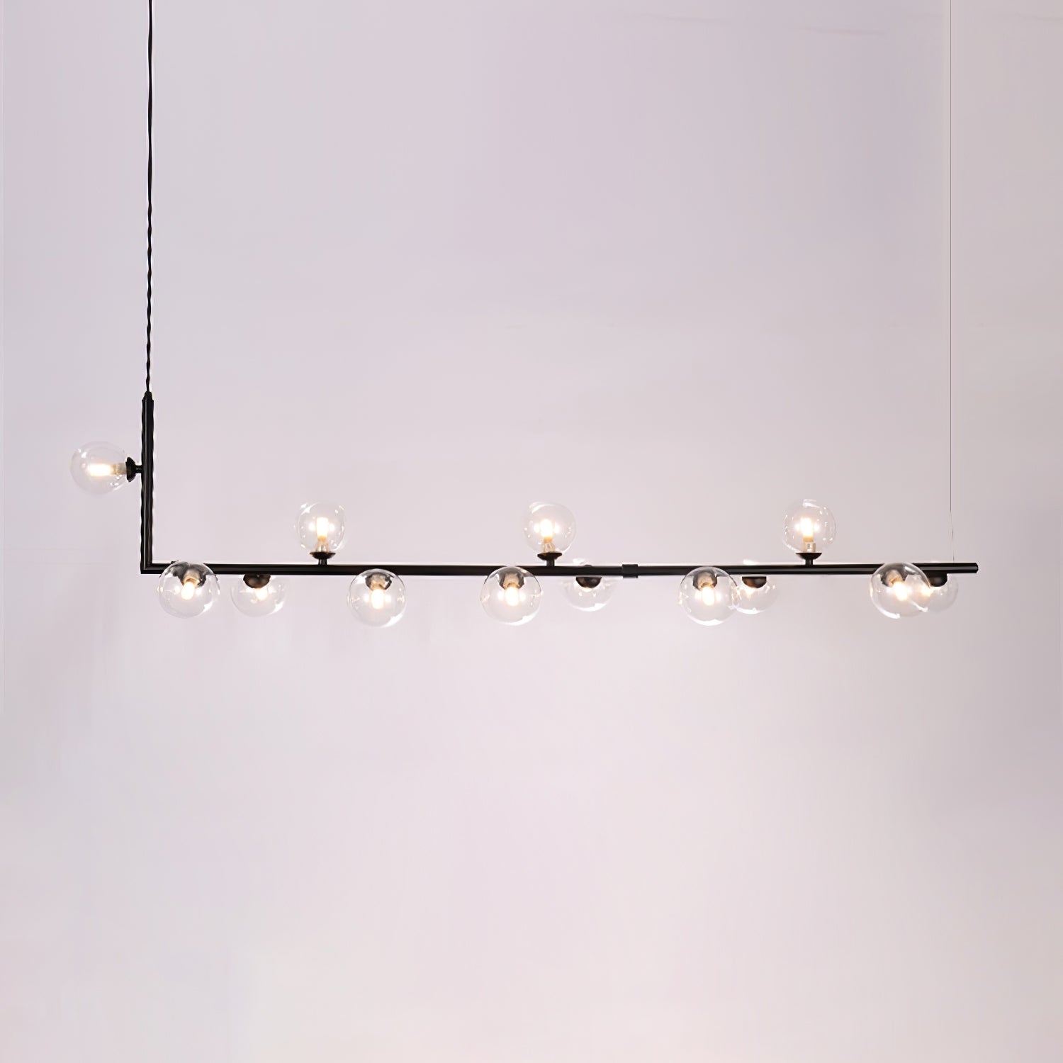 Air 73 Pendant Light, Clear Glass Spheres, Black or Gold Steel, G9