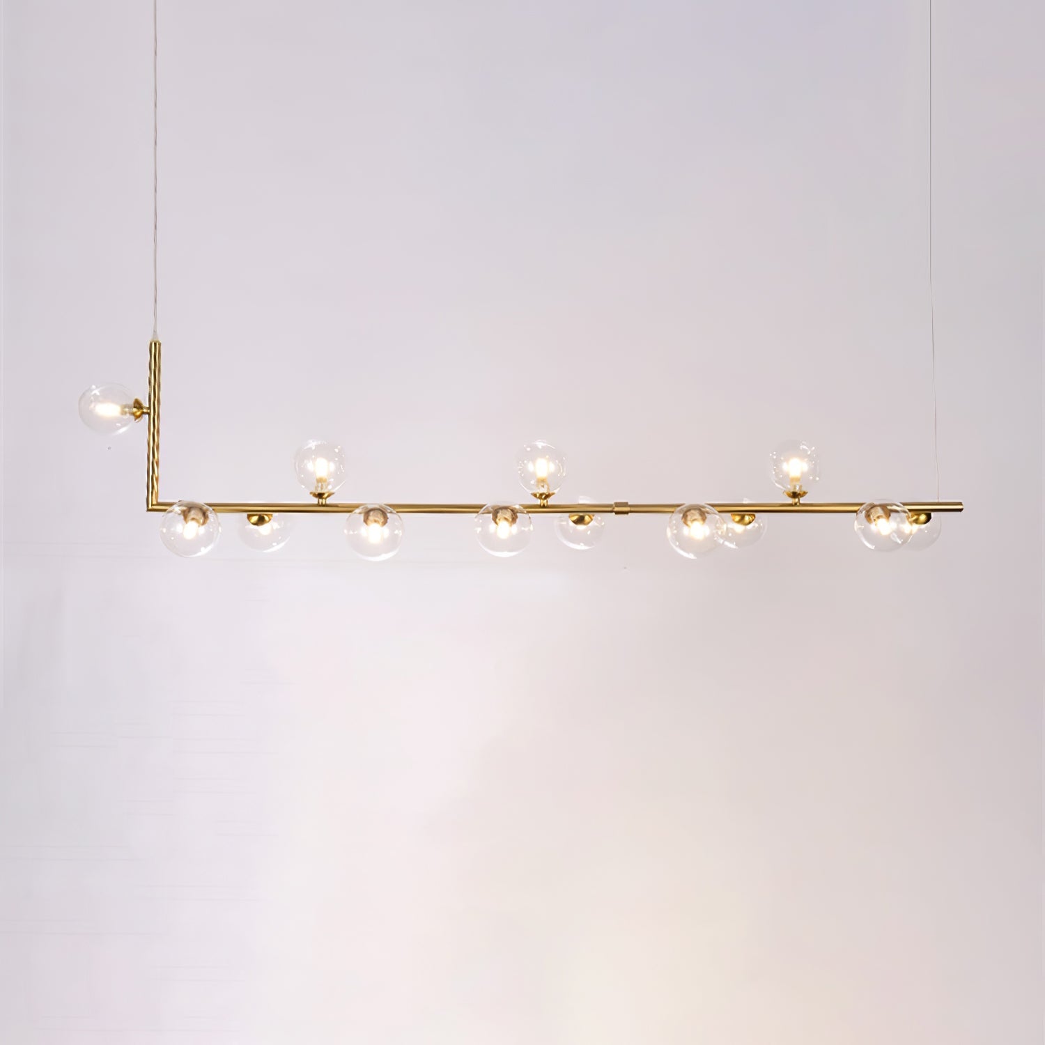 Air 73 Pendant Light, Clear Glass Spheres, Black or Gold Steel, G9