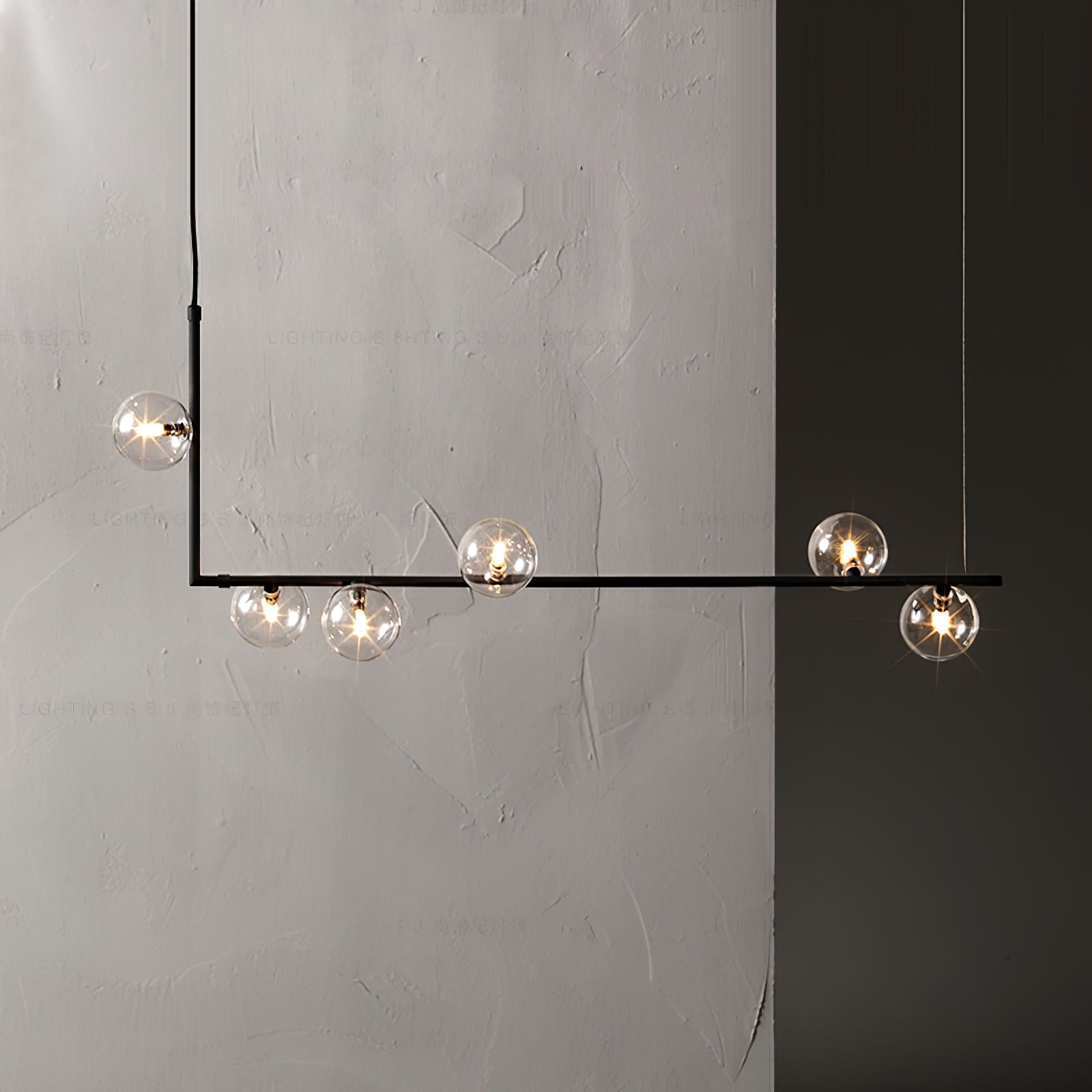 Air 73 Pendant Light, Clear Glass Spheres, Black or Gold Steel, G9