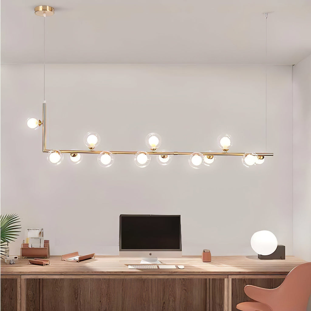 Air 73 Pendant Light, Clear Glass Spheres, Black or Gold Steel, G9