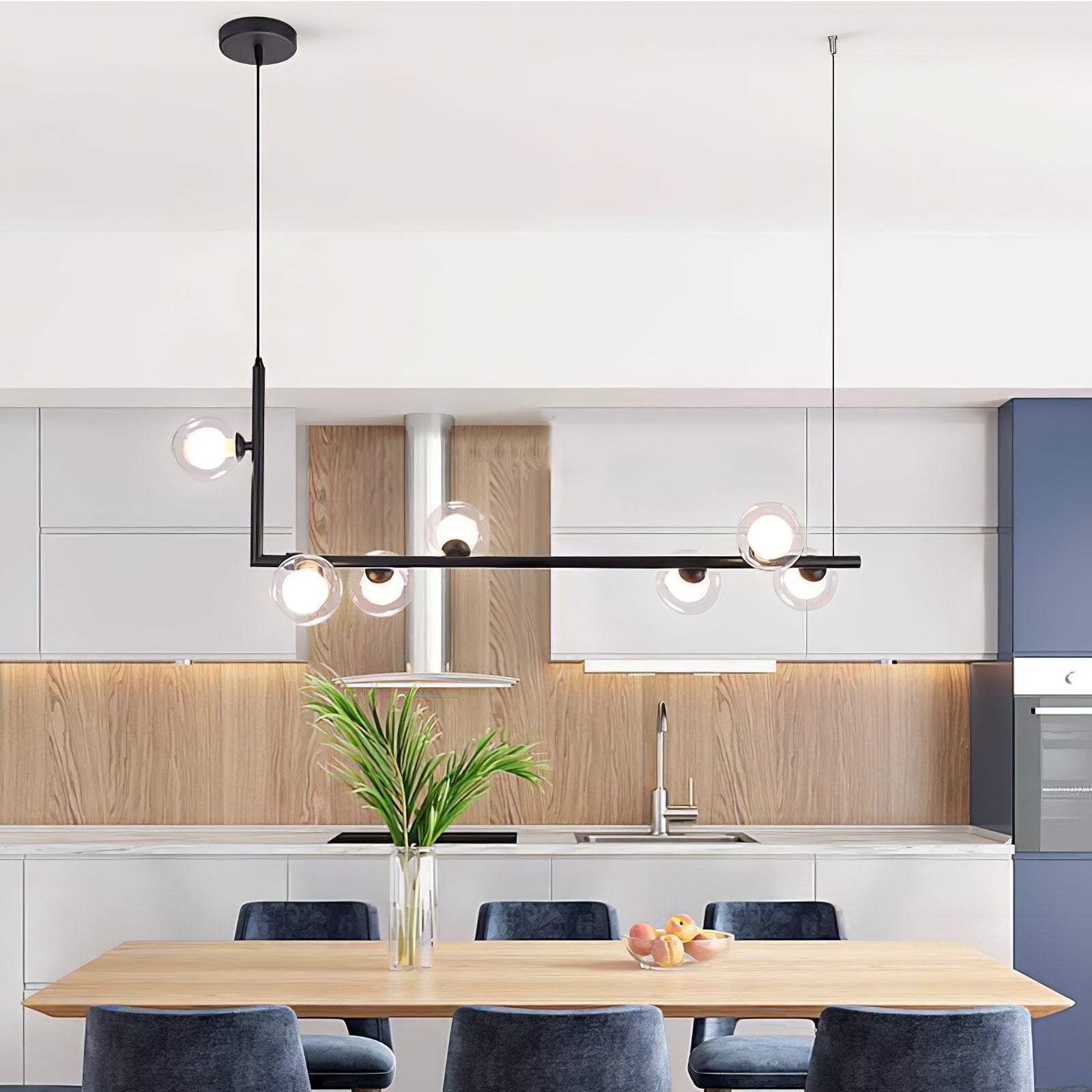 Air 73 Pendant Light, Clear Glass Spheres, Black or Gold Steel, G9