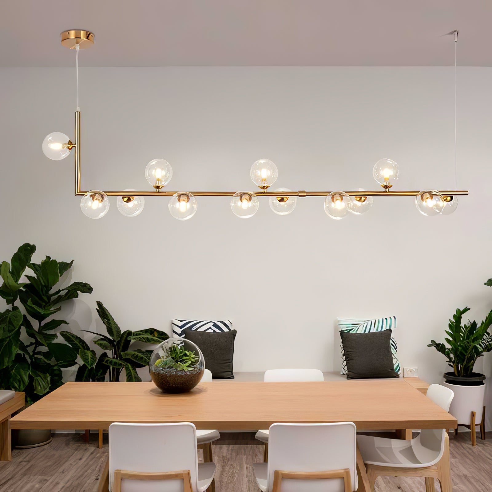 Air 73 Pendant Light, Clear Glass Spheres, Black or Gold Steel, G9
