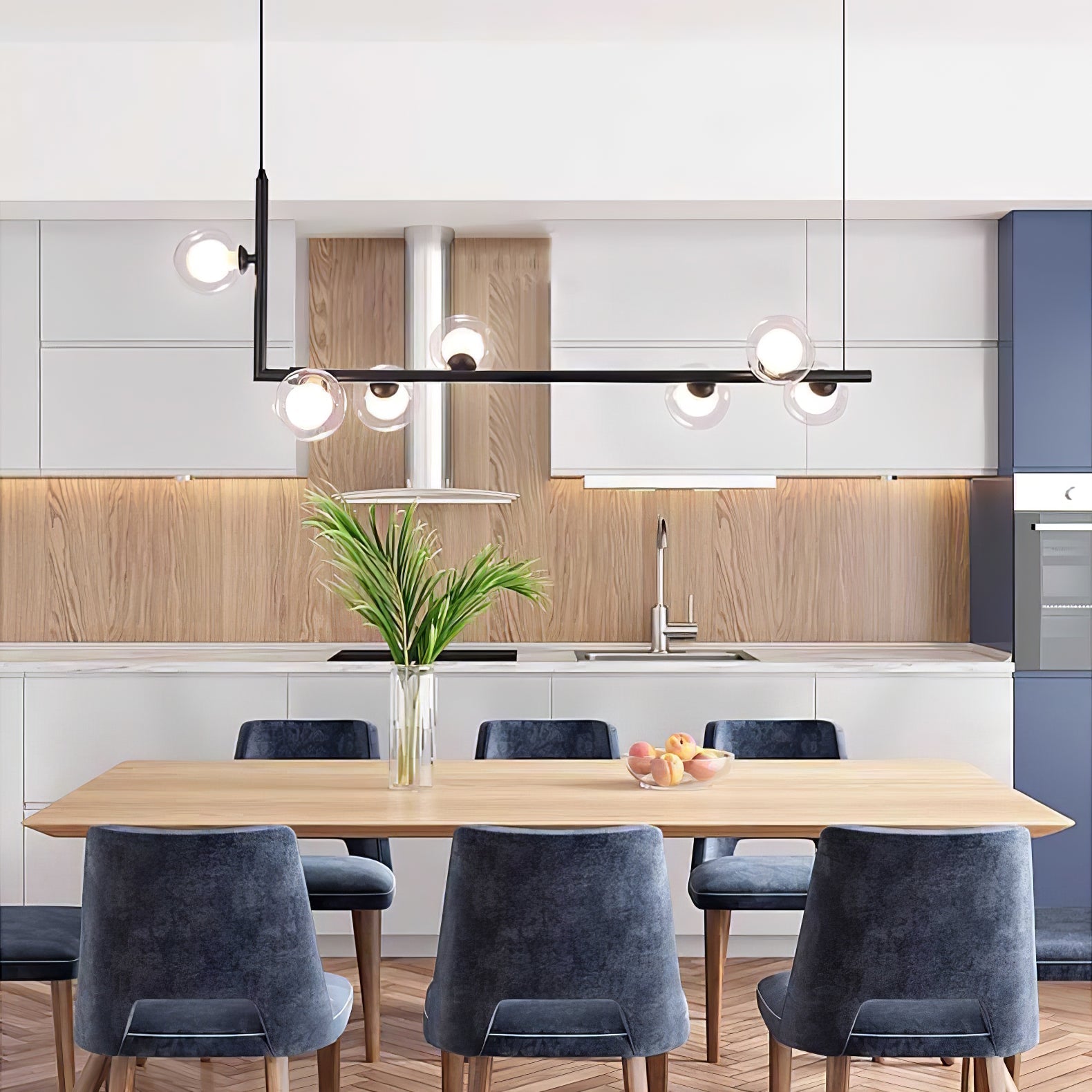 Air 73 Pendant Light, Clear Glass Spheres, Black or Gold Steel, G9
