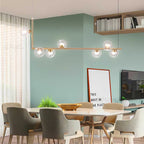 Air 73 Pendant Light, Clear Glass Spheres, Black or Gold Steel, G9