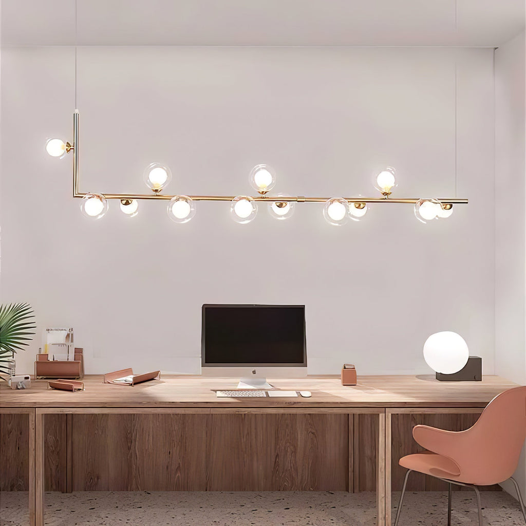 Air 73 Pendant Light, Clear Glass Spheres, Black or Gold Steel, G9