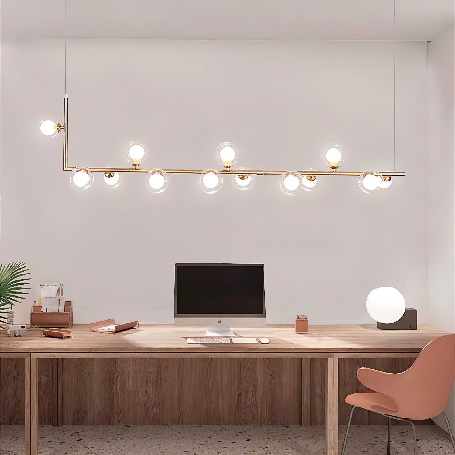 Air 73 Pendant Light, Clear Glass Spheres, Black or Gold Steel, G9