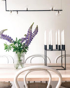 Pendant light with clear glass globes viewed up close