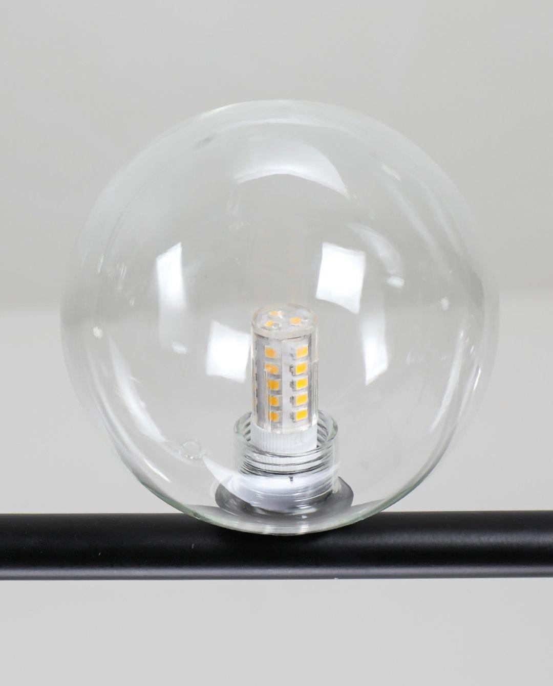 Air 73 Pendant Light, Clear Glass Spheres, Black or Gold Steel, G9