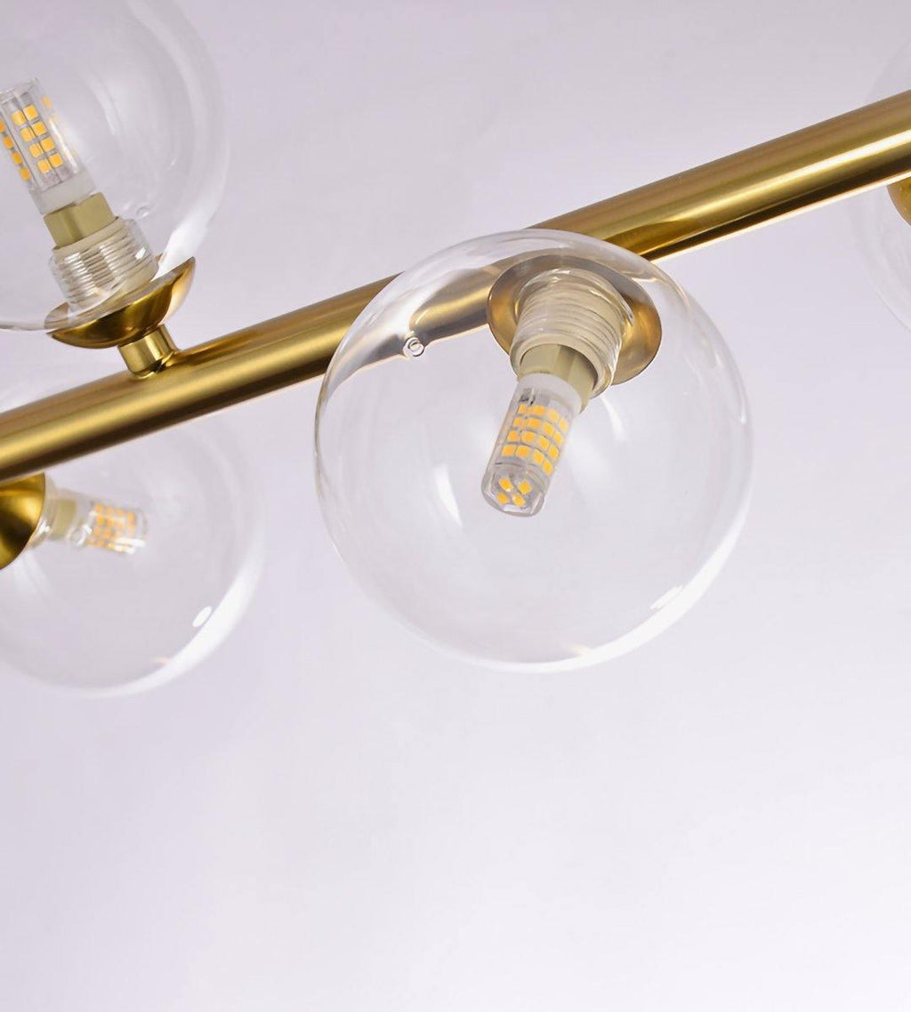 Air 73 Pendant Light, Clear Glass Spheres, Black or Gold Steel, G9