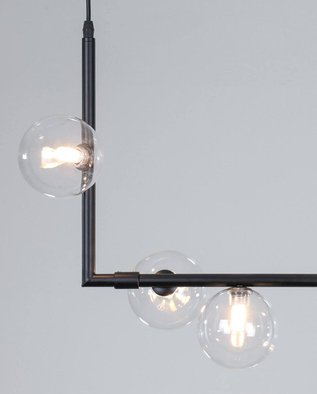 Air 73 Pendant Light, Clear Glass Spheres, Black or Gold Steel, G9