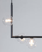 Air 73 Pendant Light, Clear Glass Spheres, Black or Gold Steel, G9