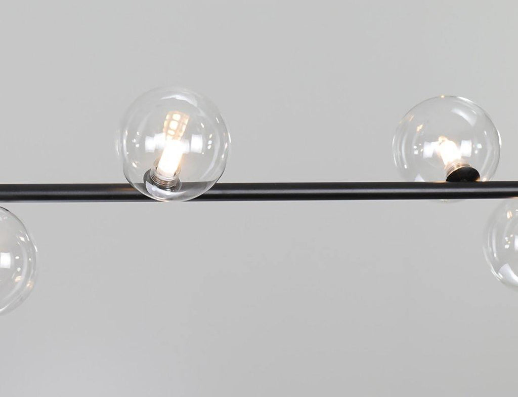 Air 73 Pendant Light, Clear Glass Spheres, Black or Gold Steel, G9