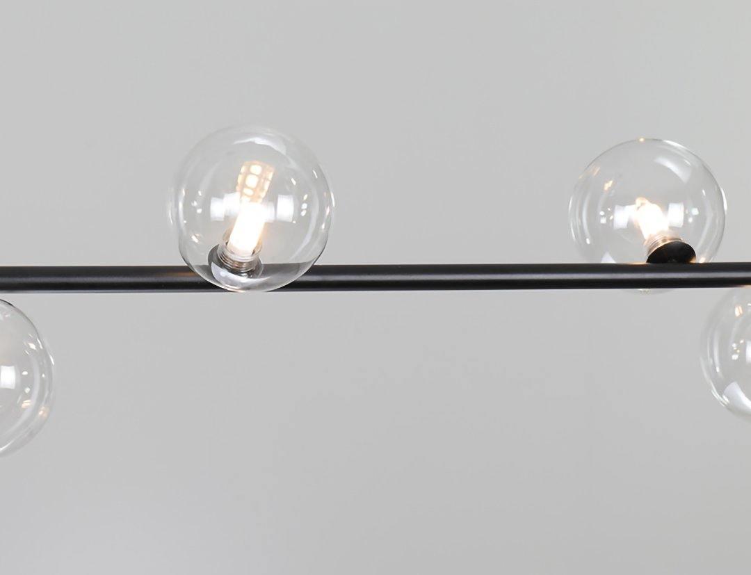 Air 73 Pendant Light, Clear Glass Spheres, Black or Gold Steel, G9
