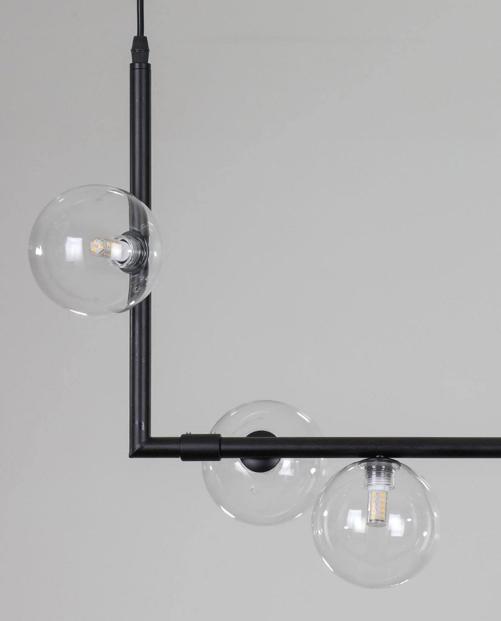 Air 73 Pendant Light, Clear Glass Spheres, Black or Gold Steel, G9