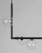 Air 73 Pendant Light, Clear Glass Spheres, Black or Gold Steel, G9