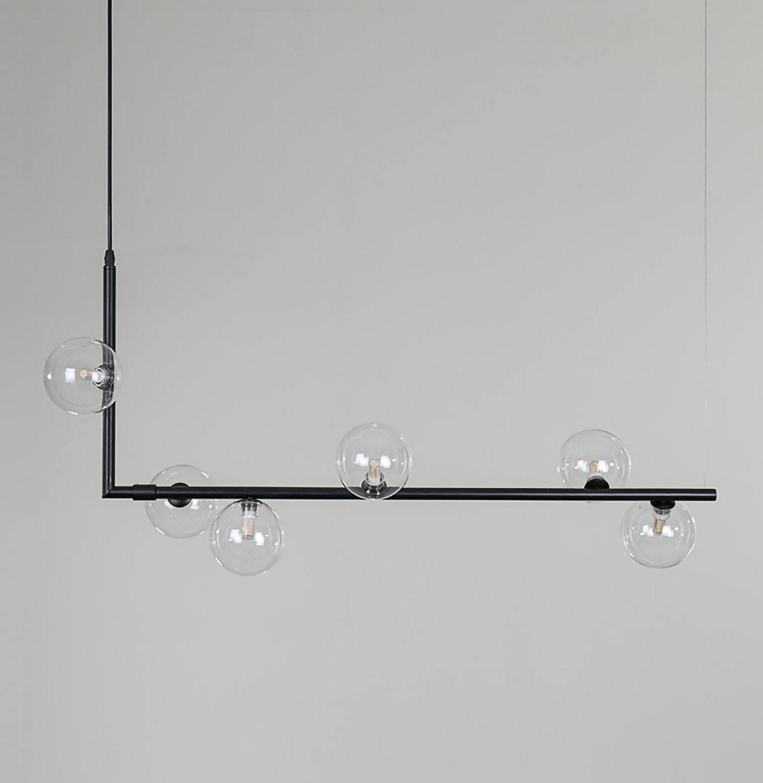 Air 73 Pendant Light, Clear Glass Spheres, Black or Gold Steel, G9