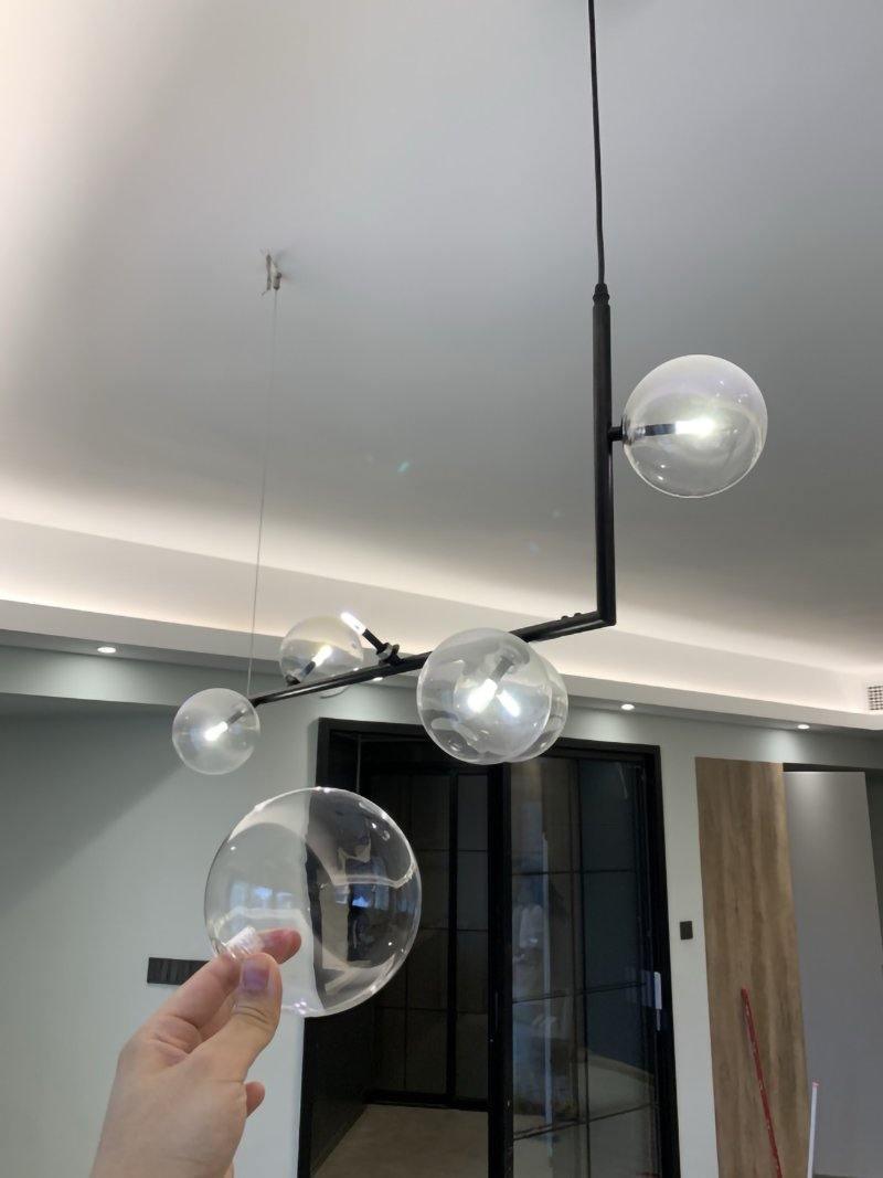 Air 73 Pendant Light, Clear Glass Spheres, Black or Gold Steel, G9