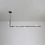Glass sphere pendant light suspended in a bright interior
