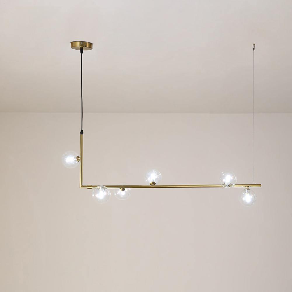 Air 73 Pendant Light, Clear Glass Spheres, Black or Gold Steel, G9